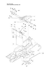 Height Adjustment Diagram and Parts List for PF21 (965192401)(2010-07) Husqvarna Lawn Tractor