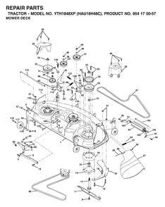 Mower Deck / Cutting Deck Diagram and Parts List for YTH1848XP (954170057-C)(2003-01) Husqvarna Lawn Tractor
