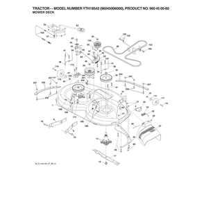 Mower Deck Diagram and Parts List for 96045006000  Husqvarna Lawn Tractor