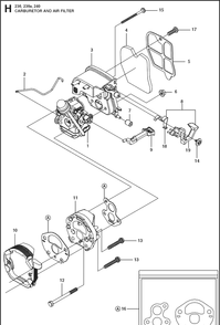 Carburetor And Air Filter Diagram and Parts List for 236  Husqvarna Chainsaw