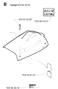 Cover Diagram and Parts List for 257 20013500001-Current Husqvarna Chainsaw
