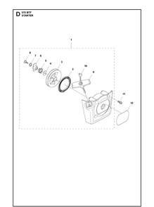 Starter Diagram and Parts List for 578BTF 20143600001-20183500000 Husqvarna Leaf Blower / Vacuum