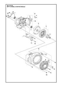 Flywheel And Ignition Assembly Diagram and Parts List for HH196536296201 536296202, 536296203 Husqvarna Engine