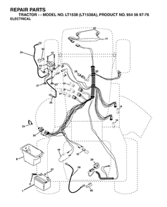 Electrical Diagram and Parts List for LT1538-LT1538A 2002-11 Husqvarna Lawn Tractor