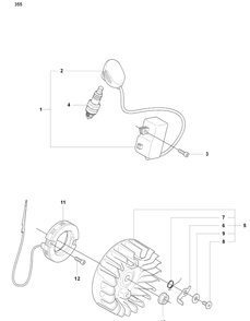 Ignition/Flywheel/Generator (355) Diagram and Parts List for 355FXT 2008-07 Husqvarna Brush Cutter