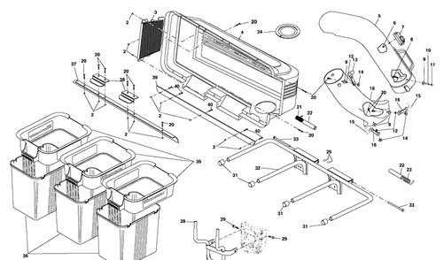 Grass Catcher Diagram and Parts List for LTB48A (C48A)(954631930)(2001-11) Husqvarna Lawn Tractor Accessories