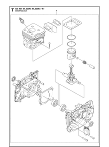 Short Block Diagram and Parts List for 545FXAT  Husqvarna Brush Cutter