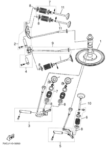 Camshaft And Valve Diagram and Parts List for MX800VJ 2018-09 Husqvarna Engine