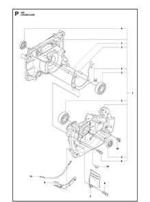 Crankcase 2 Diagram and Parts List for 355FX  Husqvarna Brush Cutter