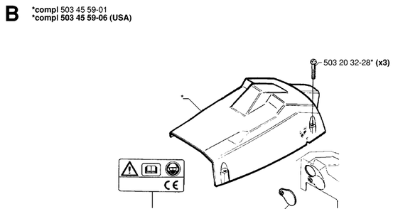 Cover Diagram and Parts List for 242 19981800001-20013500000 Husqvarna Chainsaw