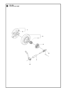 Clutch And Oil Pump Diagram and Parts List for 450E  Husqvarna Chainsaw
