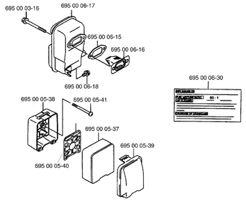 Muffler And Air Filter Diagram and Parts List for 155BT 1998-10 Husqvarna Leaf Blower / Vacuum