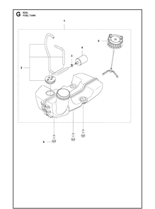 Fuel Tank Diagram and Parts List for 522L 20154000001-20154000000 Husqvarna Edger