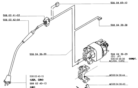 Motor Assembly Diagram and Parts List for ELECTRIC16 1999-04 Husqvarna Chainsaw