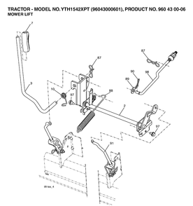 Mower Lift / Deck Lift Diagram and Parts List for YTH1542XP (96043000601)(2006-06) Husqvarna Lawn Tractor
