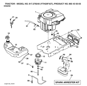 Engine Diagram and Parts List for YTH20F42T (917279240)(2006-05) Husqvarna Lawn Tractor
