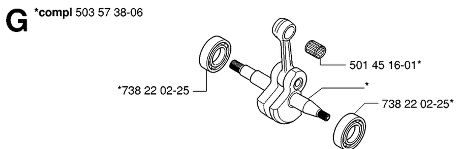 Crankshaft Diagram and Parts List for 55 (RANCHER)(20060600001-20070500000) Husqvarna Chainsaw