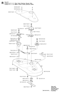 97cm Cutting Deck Diagram and Parts List for R13R (953533001)(2003-09) Husqvarna Lawn Tractor