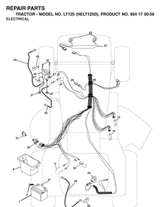 Electrical Diagram and Parts List for LT125 (HELT125D)(2002-06) Husqvarna Lawn Tractor
