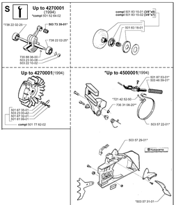 Service Updates Diagram and Parts List for 272XP 19994500001-20070100000 Husqvarna Chainsaw