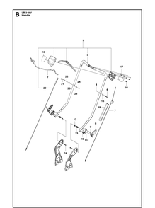 Handle Diagram and Parts List for LB348V (Classic)(967238701)(2014) Husqvarna Lawn Mower