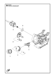 Piston And Crankshaft Diagram and Parts List for 598609601 2021-07 Husqvarna Engine