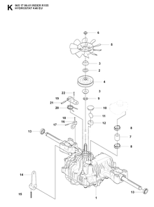 Transmission 2 Diagram and Parts List for R155 (965178601)(2007-03) Husqvarna Lawn Tractor