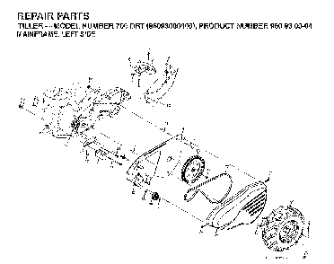 Mainframe, Left Side Diagram and Parts List for 700DRT (96093000400)(2006-02) Husqvarna Tiller