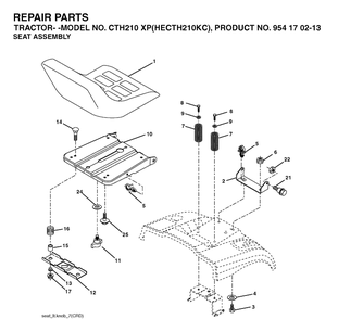 Seat Diagram and Parts List for CTH210XP (HECTH210KC)(2004-06) Husqvarna Lawn Tractor