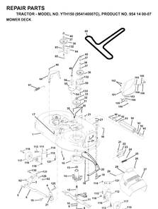 Mower Deck / Cutting Deck Diagram and Parts List for YTH150 (954140007C)(1997-01) Husqvarna Lawn Tractor