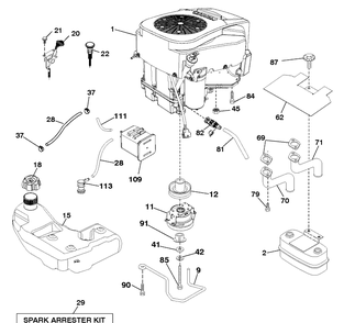 Engine Diagram and Parts List for YTH24K48 (96045003601)(2012-11) Husqvarna Lawn Tractor