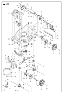 Mower Deck / Cutting Deck Diagram and Parts List for L221A 96145003800 Husqvarna Lawn Mower