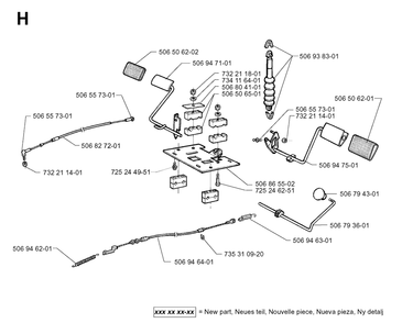 Pedals Diagram and Parts List for PF1200 1998-03 Husqvarna Lawn Tractor