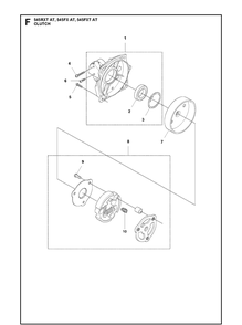 Clutch Diagram and Parts List for 545FXAT  Husqvarna Brush Cutter