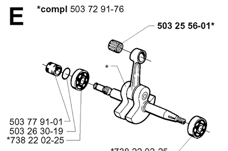 Crankshaft Diagram and Parts List for 365 19994500001-20020100000 Husqvarna Chainsaw