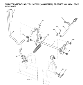 Mower Lift / Deck Lift Diagram and Parts List for YTH150 (96041002200)(2007-04) Husqvarna Lawn Tractor