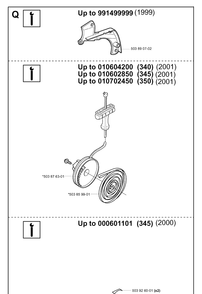 Service Updates Diagram and Parts List for 345 20013500001-20030100000 Husqvarna Chainsaw