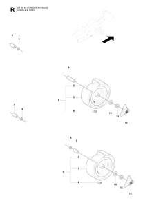 Wheels And Tires Diagram and Parts List for R175AWD (965105001)(2007-01) Husqvarna Lawn Tractor