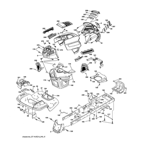 Chassis Diagram and Parts List for 96043029500  Husqvarna Lawn Tractor