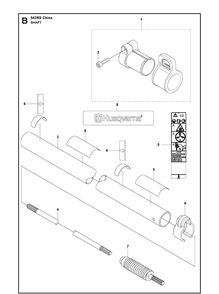 Shaft Diagram and Parts List for 543RS (967348201)(20192200001-Current) Husqvarna Brush Cutter