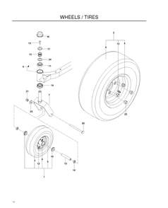 Wheels And Tires Diagram and Parts List for RZ4219 (966809001)(2011-09) Husqvarna Lawn Mower