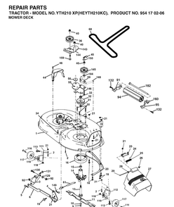 Mower Deck / Cutting Deck Diagram and Parts List for YTH210XP (HEYTH210KC)(2004-06) Husqvarna Lawn Tractor