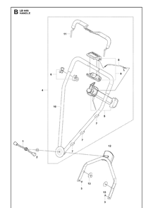 Handle Diagram and Parts List for LB448I  Husqvarna Lawn Mower