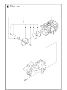 Cylinder Piston Diagram and Parts List for T435  Husqvarna Chainsaw