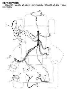 Electrical Diagram and Parts List for LTH151 (954170202-B)(2004-06) Husqvarna Lawn Tractor