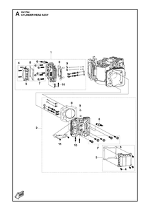 Part Location Diagram of 598598501 Husqvarna Cylinder Head Kit