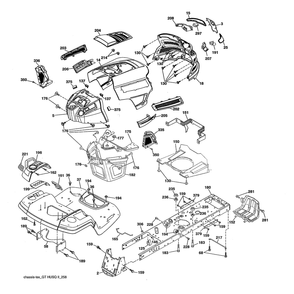 Chassis Diagram and Parts List for 96043026000  Husqvarna Lawn Tractor