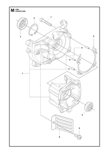 Crankcase Diagram and Parts List for 226K  Husqvarna Brush Cutter