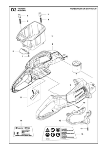 Housing 2 Diagram and Parts List for 115IHD55 (967098602)(20171000001-20180499999) Husqvarna Hedge Trimmer