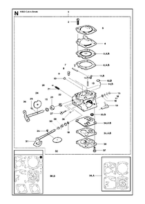 Carburetor Details Diagram and Parts List for K650CUT-N-BREAK 2008-11 Husqvarna Circular Saw